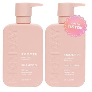 MONDAY HAIRCARE Smooth Shampoo + Conditioner Bathroom Set (2 Pack) 12oz Each for
